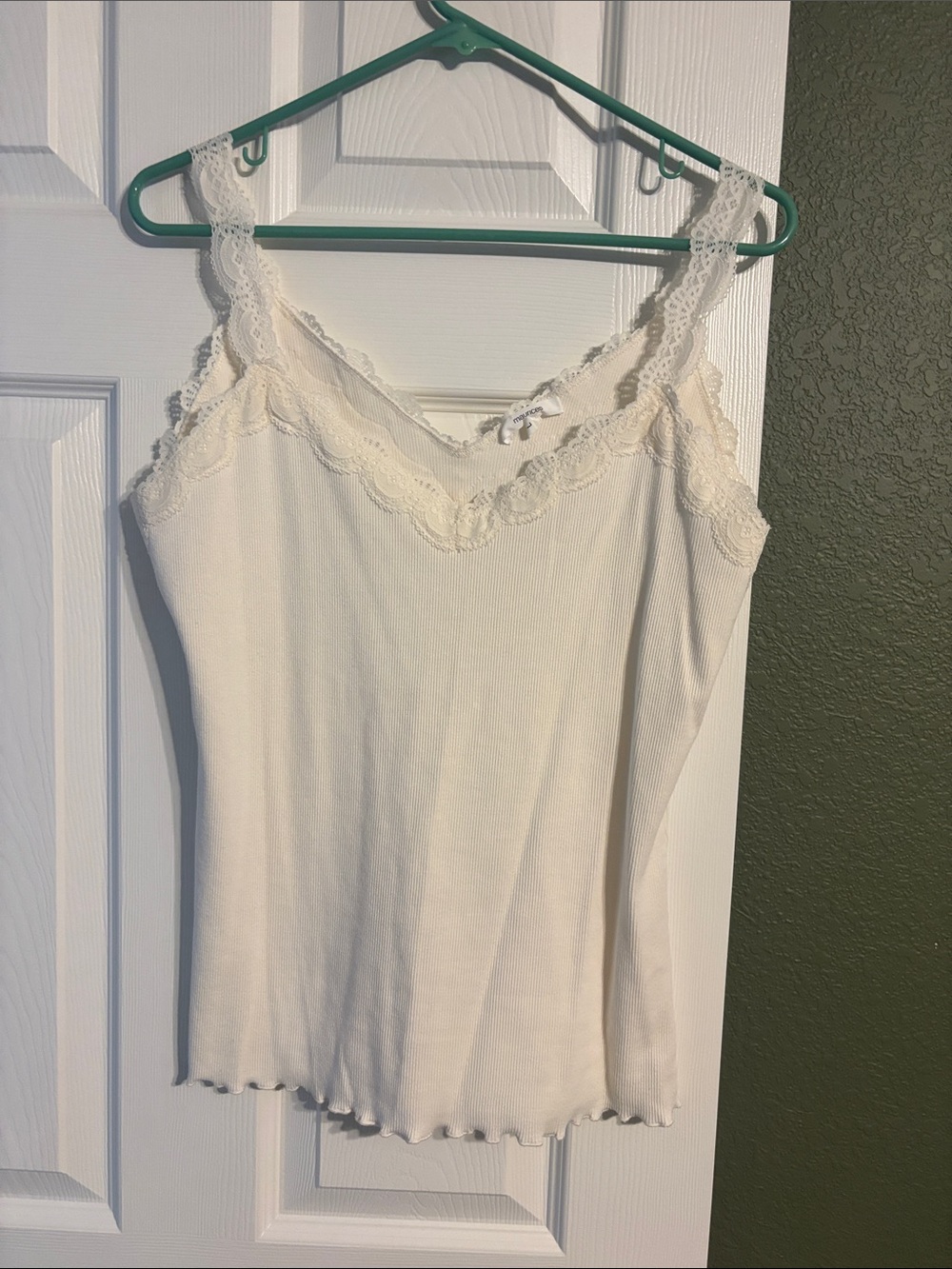 Maurices Ivory Lace-Trim Ribbed Camisole